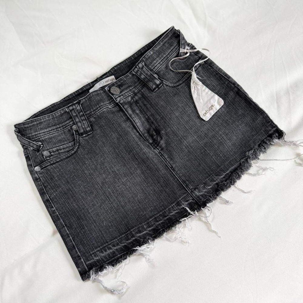 Y2K refuge black denim mini‎ skirt size 3
